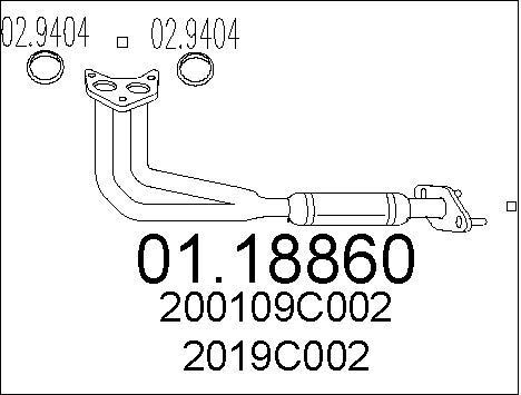 Tuyau d'échappement Nissan Vanette Cargo 2.3 D et Serena tube de rechange