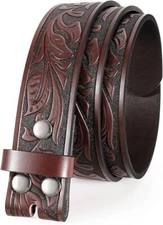 Western Leather Belt Strap for Men Engraved Cowboy Belt Strap without Buckle ...