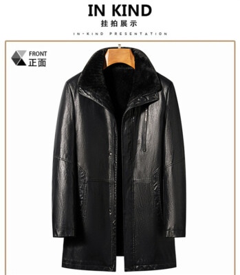 Genuine Leather Jacket Men's Mid-length Coat Thickened Lamb Sheep