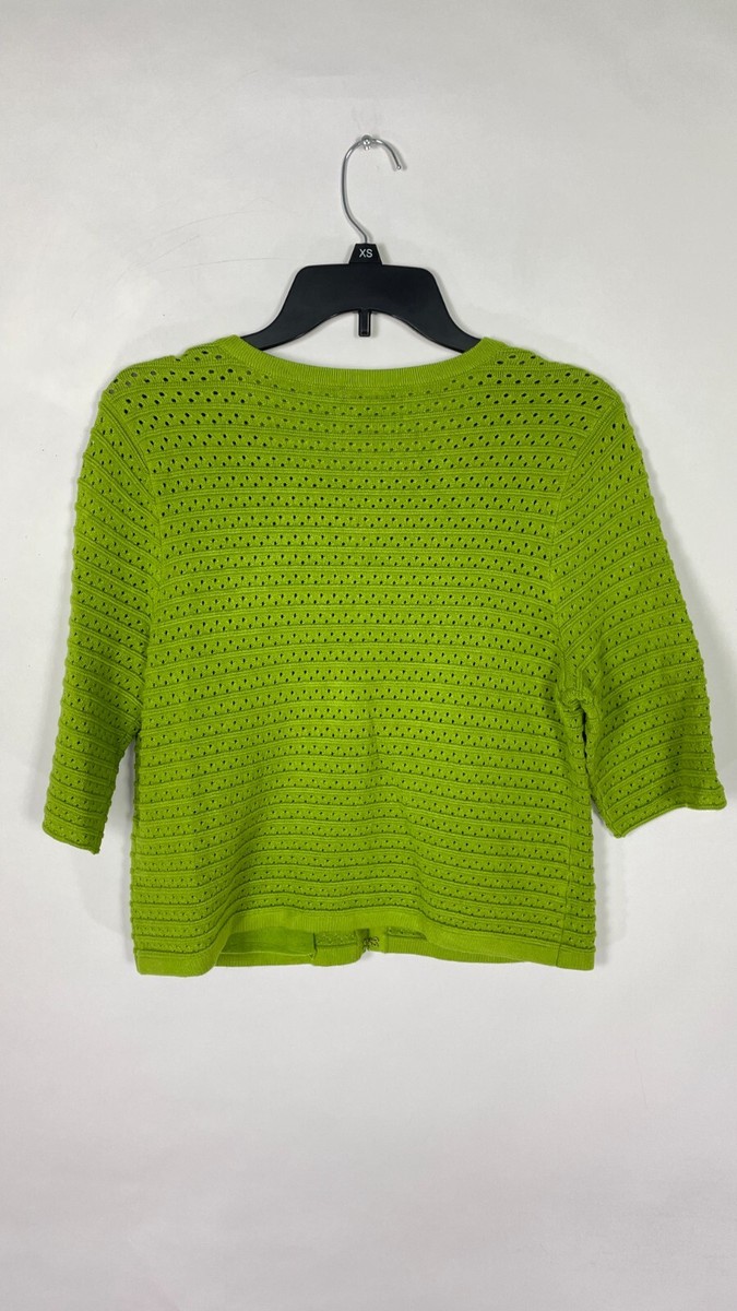 Chicos Womens Cardigan Short Sleeve Slinky Green Eyelet Size 0. | eBay