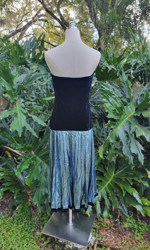 Vintage 80er Soo Yung Lee Abend-/Cocktailkleid schwarz Samt silber ärmellos Gr. 6 - Bild 5 von 23