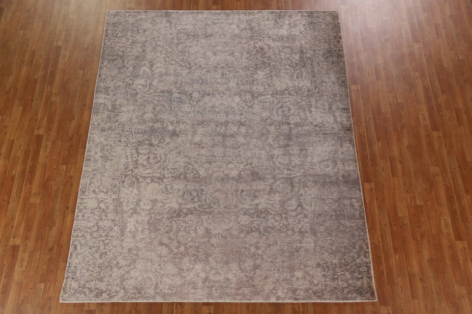 Transitional Floral Beige  Brown Art Deco Indian Area Rug 8x10 Living Room Rug - Image 3 of 4