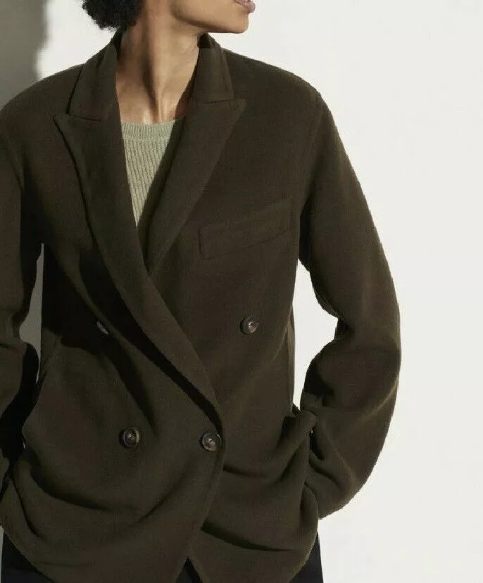 Vince Peak Lapel Wool Blazer Dark Olive Green Size M V676191267