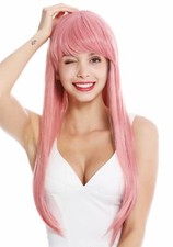Damenperücke Perücke Damen Cosplay lang glatt Pony gescheitelt Rosa Pink