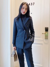 Women's Suit Coat Fashion OL Formal Suit Coat Pants Thickened Woolen Suit 2pcs 