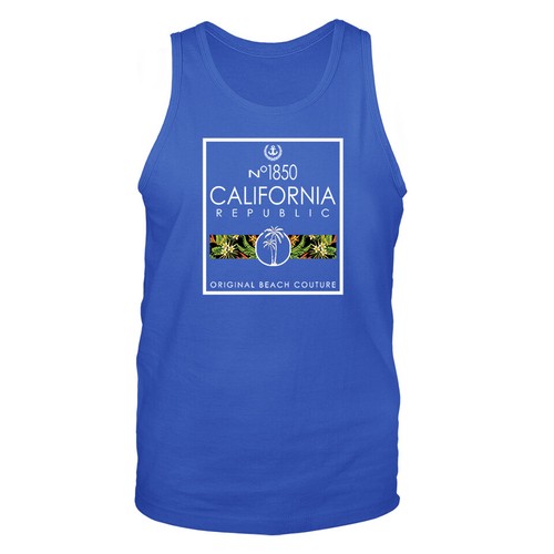 The Golden State California Republic Cali Life Floral Palm Tree Graphic Tank Top - Picture 5 of 7