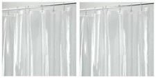 2 Pack Vinyl Shower Curtain Liner 3 Guage Reinforced 12 Metal Grommets Magnetic