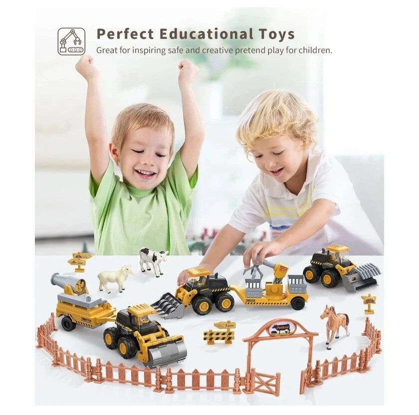 Farm Tractor Toys, Geyiie Farm Truck Tractor with Trailers Die Cast Shovel, 176 - Image 2 of 4