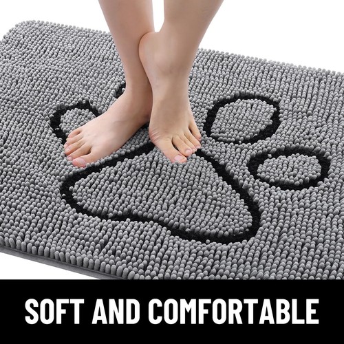 Dog Door Mat for Muddy Paws Absorbent Dirt Trapper Non-Slip Washable Mat Quick - Picture 6 of 8