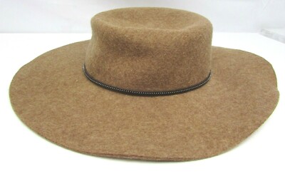 FRYE Felt Boater Studded Band Hat Size M/L Tumbleweed Tan  display picture 2
