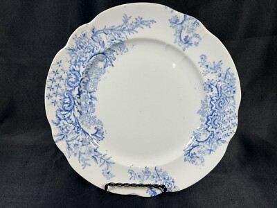 Antique Alba China Bona Fama Melior Zona Aurea 8.25  Plate Floral Blue 1900c