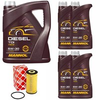 MotoröL Set Mannol Diesel Tdi 5W-30 Api 9 Liter + ÖLfilter FüR Opel Movano B 2.3