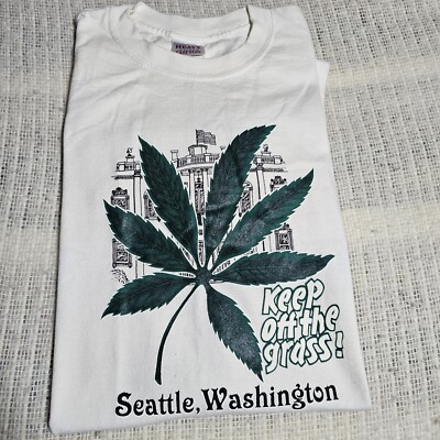 Vintage Keep Off The Grass Seattle Washington Weed White House T Shirt Medium