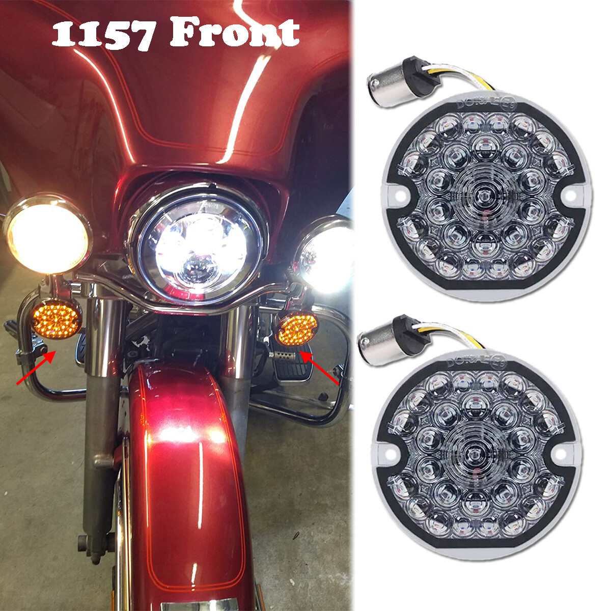 ZYTC 3 1/4" LED Turn Signals Flat Style Front 1157 LED Turn Signal Kit For Harley In | Whizz Turn Signal Assemblies & Lenses - Foto 12