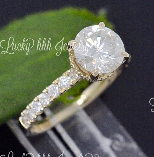 14K  Yellow Gold Natural Diamond engagement  Ring  2.26 ct 