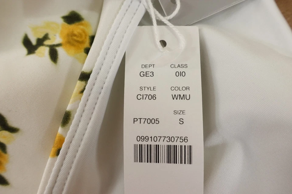 Parte inferior de bikini J Crew para mujer pequeña blanca amarilla floral soleada clásica esculpida nueva con etiquetas Foto 3 de 4