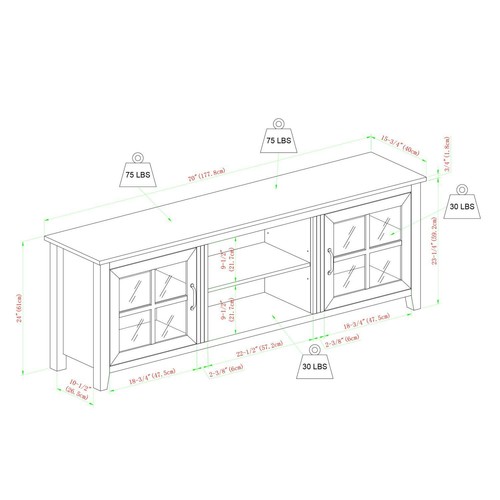 TV Stand 80-Inch Modern Farmhouse Entertainment Center Cabinet Storage Shelves - Picture 8 of 8
