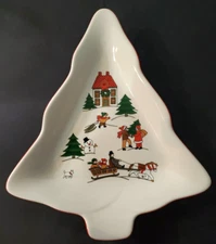 "The Joy of Christmas" Jamestown China Tree Shaped Trinket Dish Serving Tray