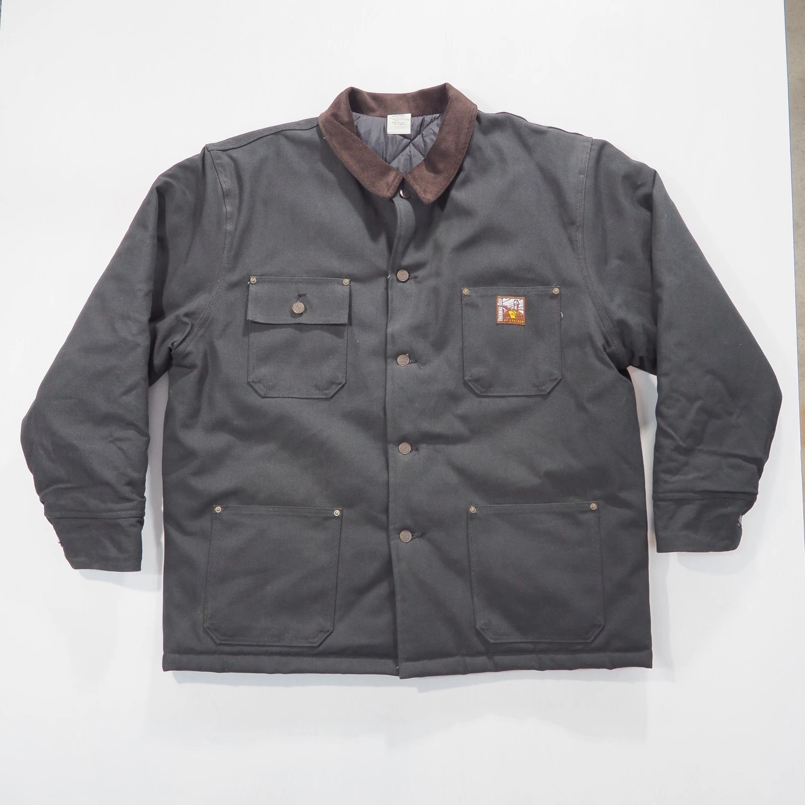 Steiner Industries Jacket Coat Men Extra Large Black Corduroy Trim Work Made USA