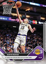 2025 NBA Topps Now #31 Austin Reaves Los Angeles Lakers 50 Point Game - IN HAND