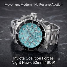 Invicta Coalition Forces Night Hawk Men's 52mm Watch Silver Tone Blue 49091 NEW