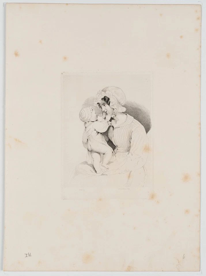 SCHINDLER (*1805) nach FENDI (*1796), Mutter mit Kind auf dem Arm,  1829, Rad. - Bild 2 von 4