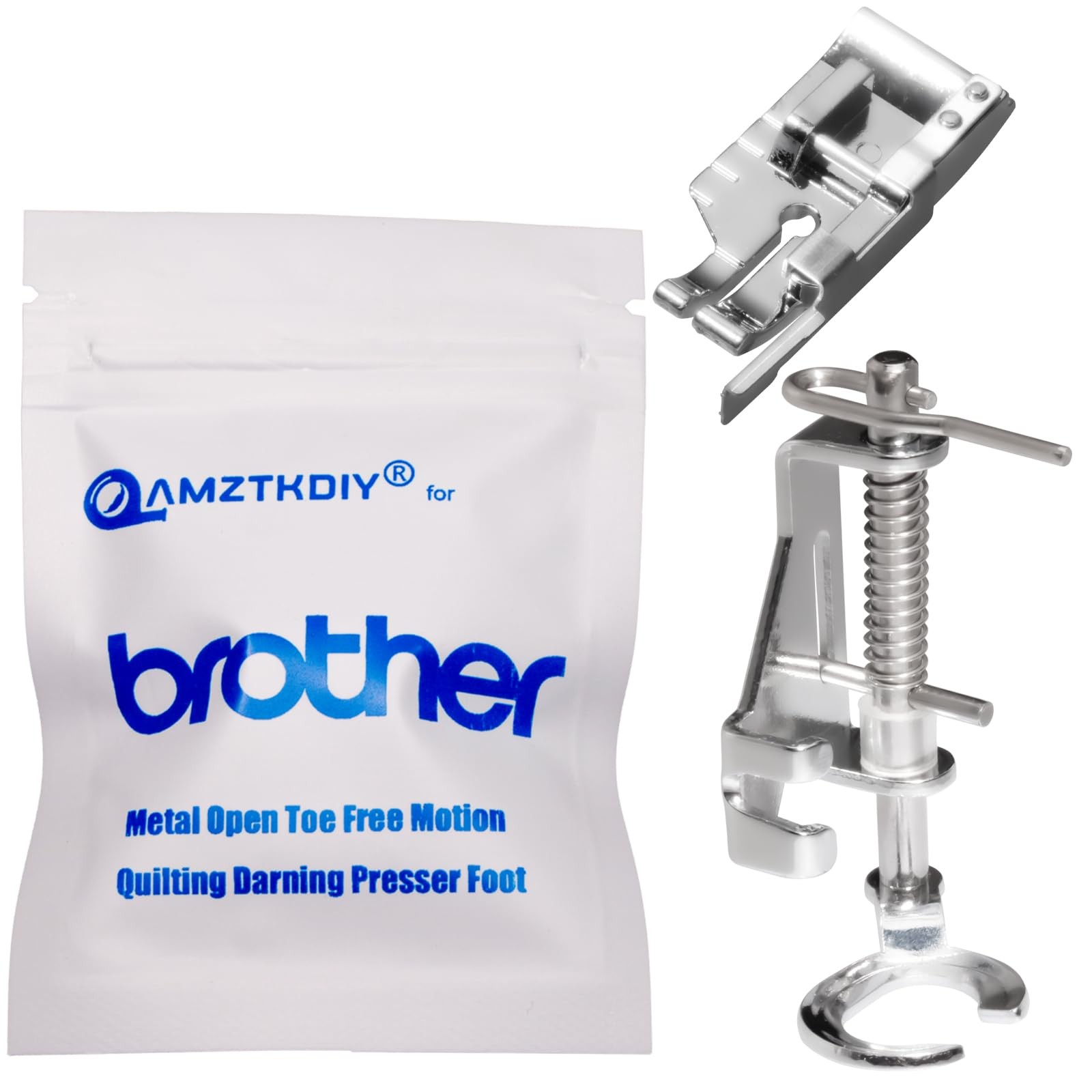 AMZTKDIY Metal Open Toe Free Motion Quilting Darning Presser Foot for Brother