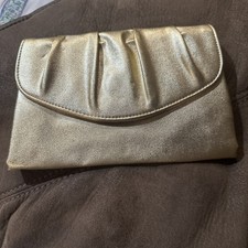 Vintage Avon Polished Gold Evening Bag Clutch Purse 1978 Satin Lined