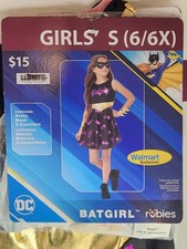 DC Batgirl Dress Mask Gauntlets Halloween 4-Piece Costume Girls S 6-6X NWT NEW