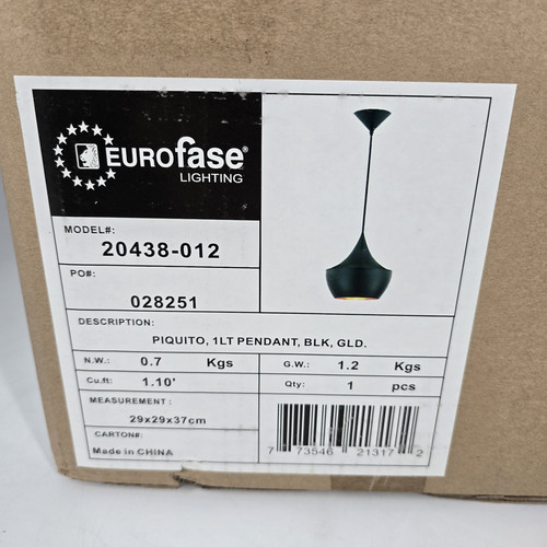 Eurofase Lighting Piquito 1 Light 10" Matte Black Mini Pendant 20438-012 - Picture 1 of 3