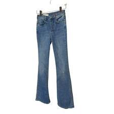 Pilcro Anthropologie Flare High Rise Fly Button Jeans Distressed Women  s Sz 26