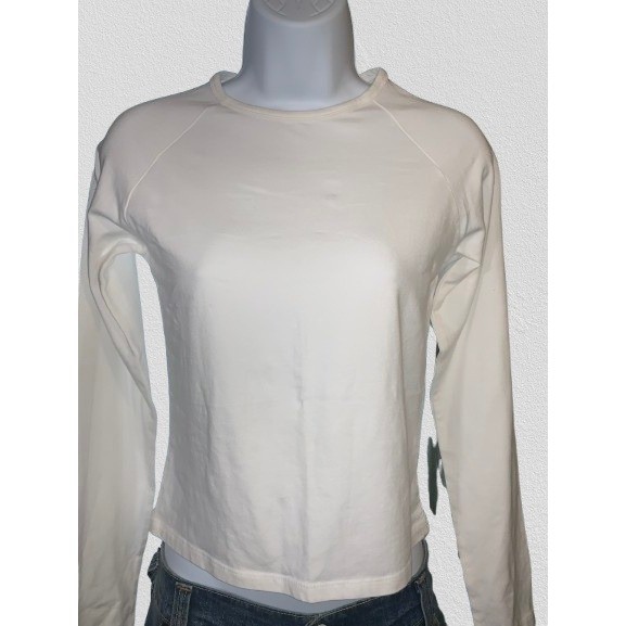 Long Sleeve White Raglan Crew Neck - Size XS