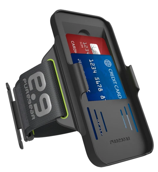 PULSERA PUREGEAR HIP SPORTS NEGRA/LIMA + FUNDA SOPORTE PARA iPHONE 5 5s SE (2016) Foto 3 de 4