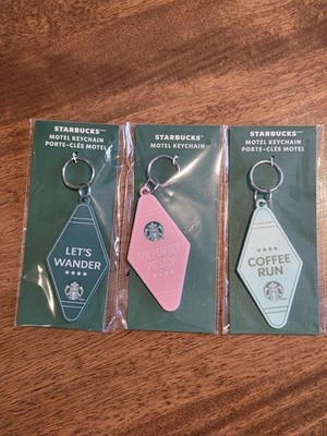 3 Set Of Starbucks Road Trip Collection Motel Keychain