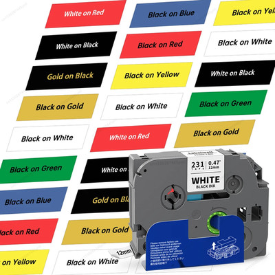 Schriftband TZe-231 12mm für Brother P-Touch PT-H100R H100LB H110 E105 D210 1010