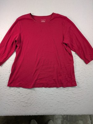 Christopher & Banks Shirt Top Womens XL Red Long Sleeve Crewneck Everyday Wear