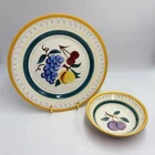 Stangl Pottery Fruit Pattern 10” Dinner Plate With 5” Soup Salad Bowl