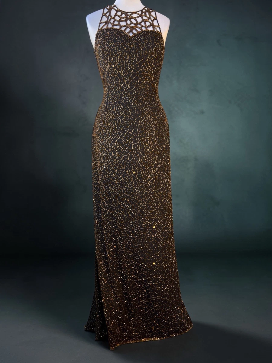 slim fit dress slacks Vintage Mermaid Polyester Knitted Scoop Sleeveless Champagne Gold Prom