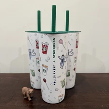 Starbucks Roller Rabbit Coffeehouse Bonanza Stainless Steel Cold Cup 24oz NEW