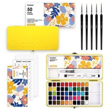 50 Colors Premium Water Color Paint Set with Detail Paint Brush for Hobbyists