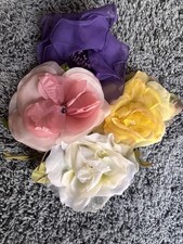 Vtg. Lot Of 4 Beautiful Silk Millinery Flowers-1960  s