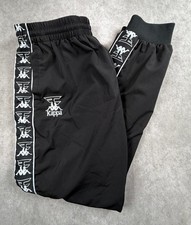 Kappa Mens XL Black Track Pants Logo Tape Jog...