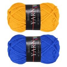 2PCS Crocheting Yarn, Light Sapphire/Golden Yellow 4Ply Acrylic Yarn, 110Yards