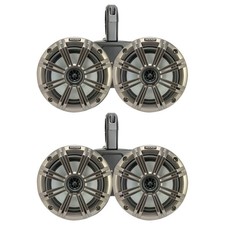 Kicker 6.5" 195W Marine Silver Speakers w/Black Dual Speaker Pods Qty 4 