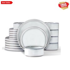 18 Piece Dinnerware Sets for 6, Stoneware Dinner Plates and Bowls Set, Dishwa...