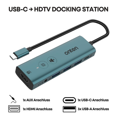 6in1 USB C Hub 1x HDMI 4K 3x USB 1x Audio 1 x USB-C Multiport Docking Station