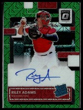 2022 Donruss Optic #RRS-RA Riley Adams Rated Rookie Auto Green Mojo Prizm /88