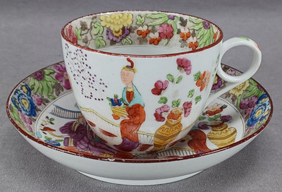 Machin Pattern 48 Chinoiserie Ring Handle Tea Cup & Saucer Circa 1802-1831 A