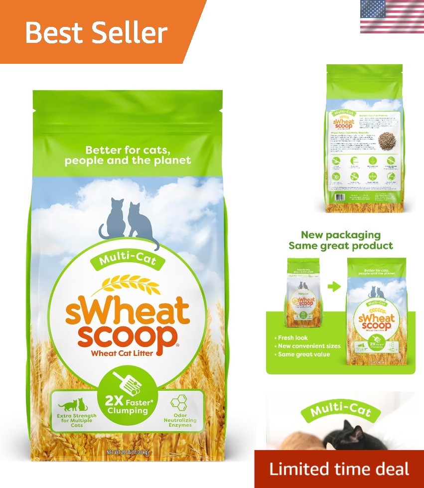 Natural Wheat Multi-Cat Litter 25 lb - Superior Clumping & O