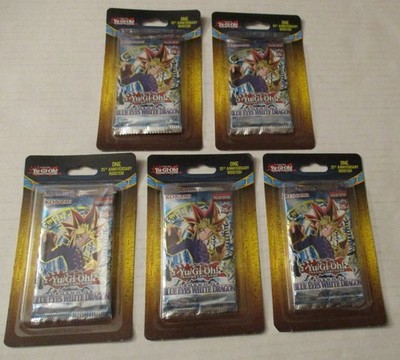 5 Sealed Blister Boosters Yu-Gi-Oh Legend of Blue Eyes White Dragon 25th Ann.